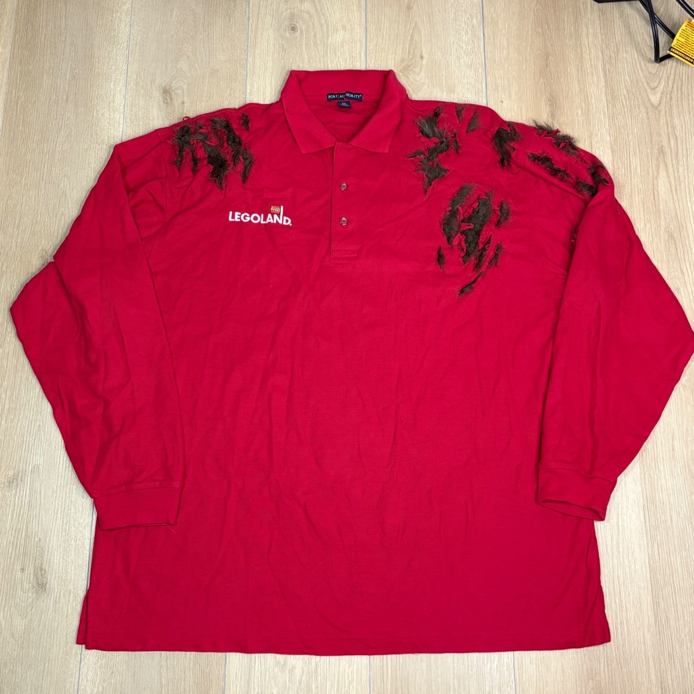 Legoland Employee Exclusive Long Sleeve Polo Shirt Werewolf Wolf Distressed 2XL